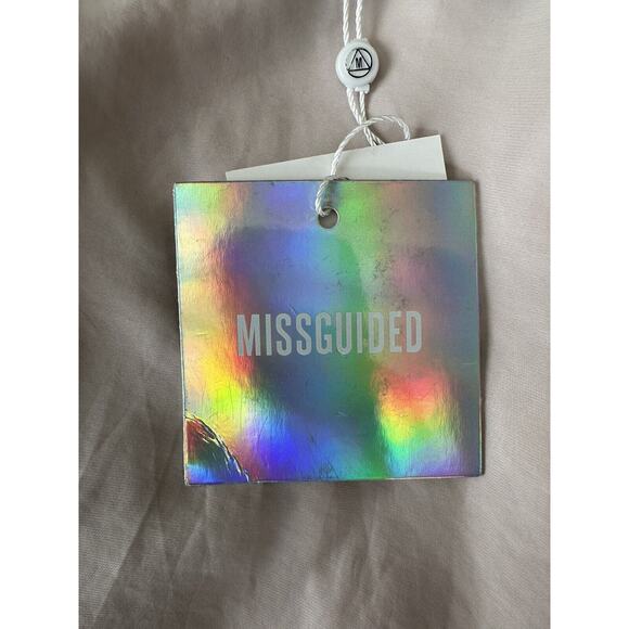 Missguided Long Line Tie Front Shirt Size 4 NWT Light Pink Silky - Picture 10 of 11